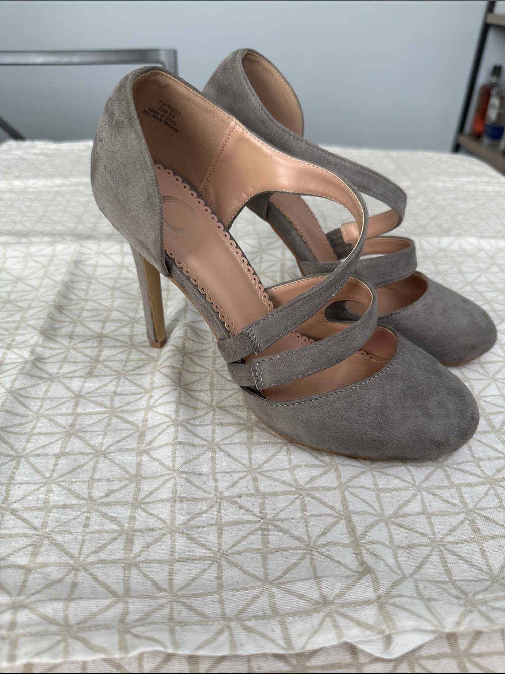Journee Collection Gray Suede Double-Strap Stiletto Heels